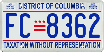 DC license plate FC8362