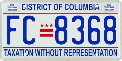 DC license plate FC8368