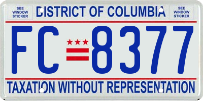 DC license plate FC8377