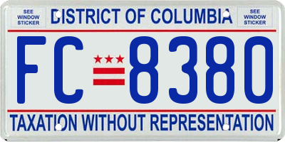 DC license plate FC8380