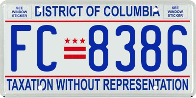 DC license plate FC8386