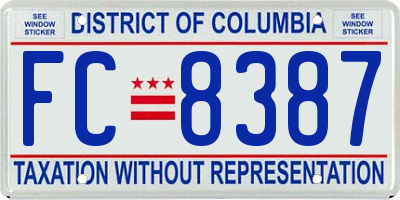 DC license plate FC8387