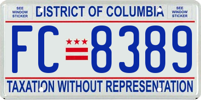 DC license plate FC8389