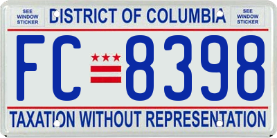 DC license plate FC8398