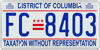 DC license plate FC8403