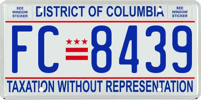 DC license plate FC8439