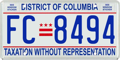 DC license plate FC8494