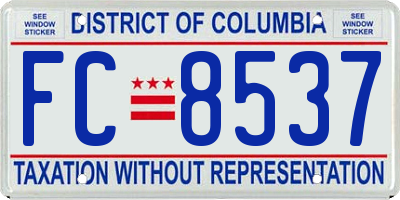 DC license plate FC8537