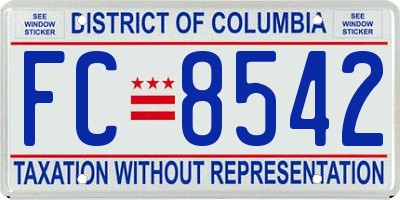 DC license plate FC8542