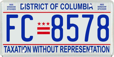 DC license plate FC8578