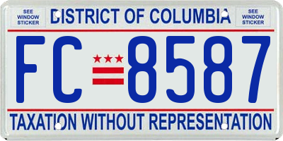 DC license plate FC8587