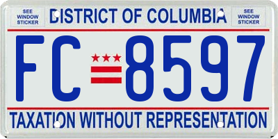 DC license plate FC8597