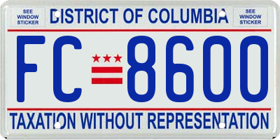 DC license plate FC8600