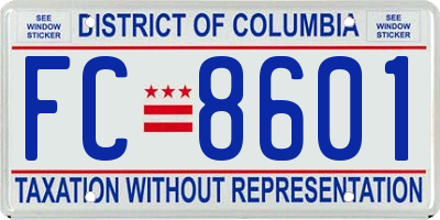 DC license plate FC8601