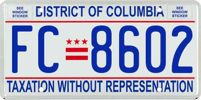 DC license plate FC8602