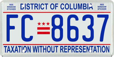 DC license plate FC8637