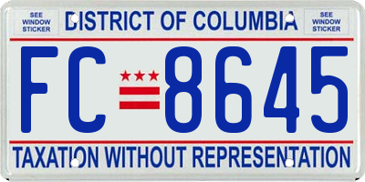 DC license plate FC8645