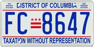 DC license plate FC8647