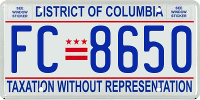 DC license plate FC8650