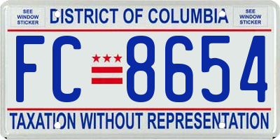 DC license plate FC8654