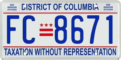 DC license plate FC8671