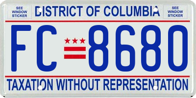 DC license plate FC8680