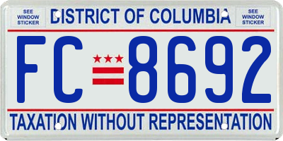 DC license plate FC8692