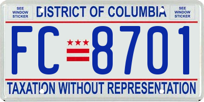 DC license plate FC8701