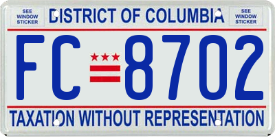 DC license plate FC8702