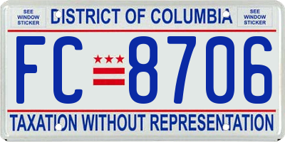 DC license plate FC8706