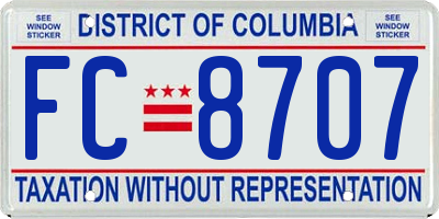 DC license plate FC8707