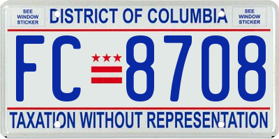 DC license plate FC8708