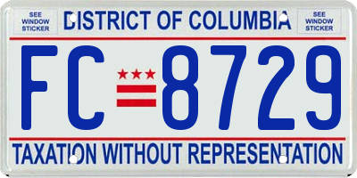 DC license plate FC8729