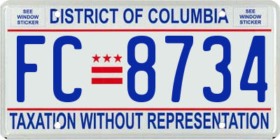 DC license plate FC8734