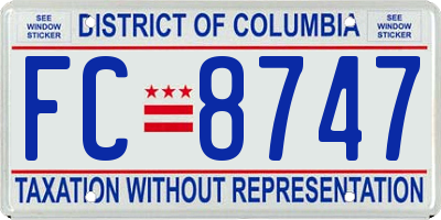 DC license plate FC8747