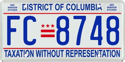 DC license plate FC8748