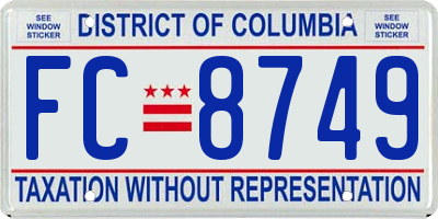 DC license plate FC8749