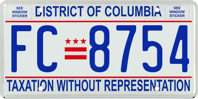 DC license plate FC8754