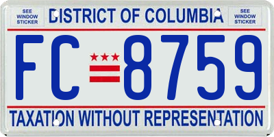 DC license plate FC8759