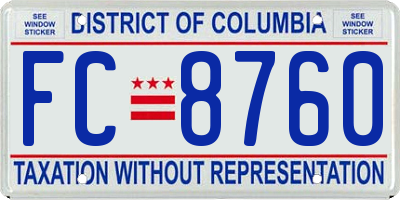 DC license plate FC8760