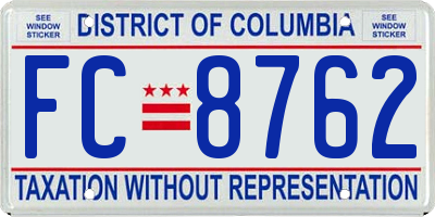 DC license plate FC8762