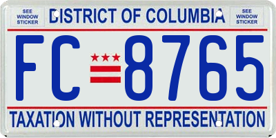 DC license plate FC8765