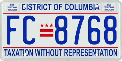 DC license plate FC8768