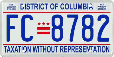 DC license plate FC8782