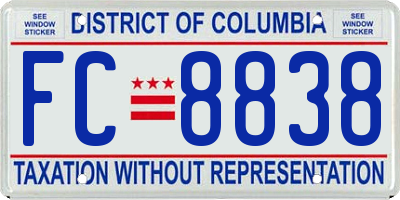 DC license plate FC8838