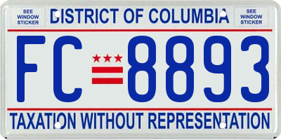 DC license plate FC8893