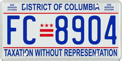 DC license plate FC8904