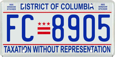 DC license plate FC8905