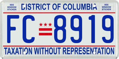 DC license plate FC8919