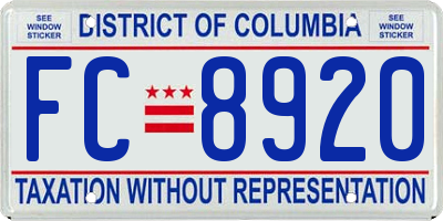 DC license plate FC8920